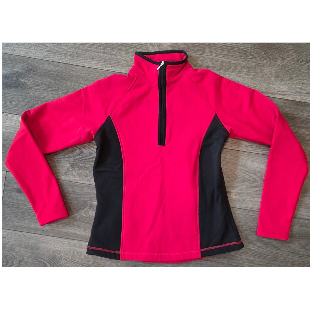 Obermeyer Ladies Medium 1/4 Zip Pullover Red Black Ski Base Layer 49123
